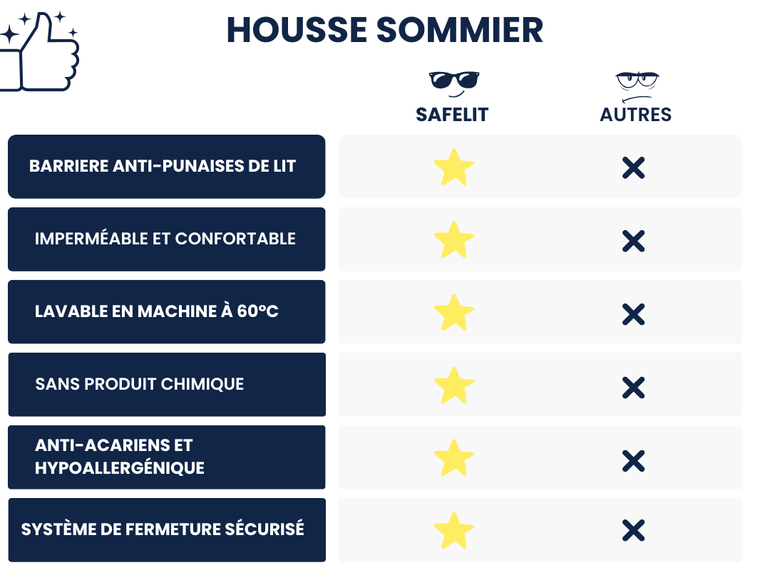 tableau comparatif produit housse sommier punaise de lit