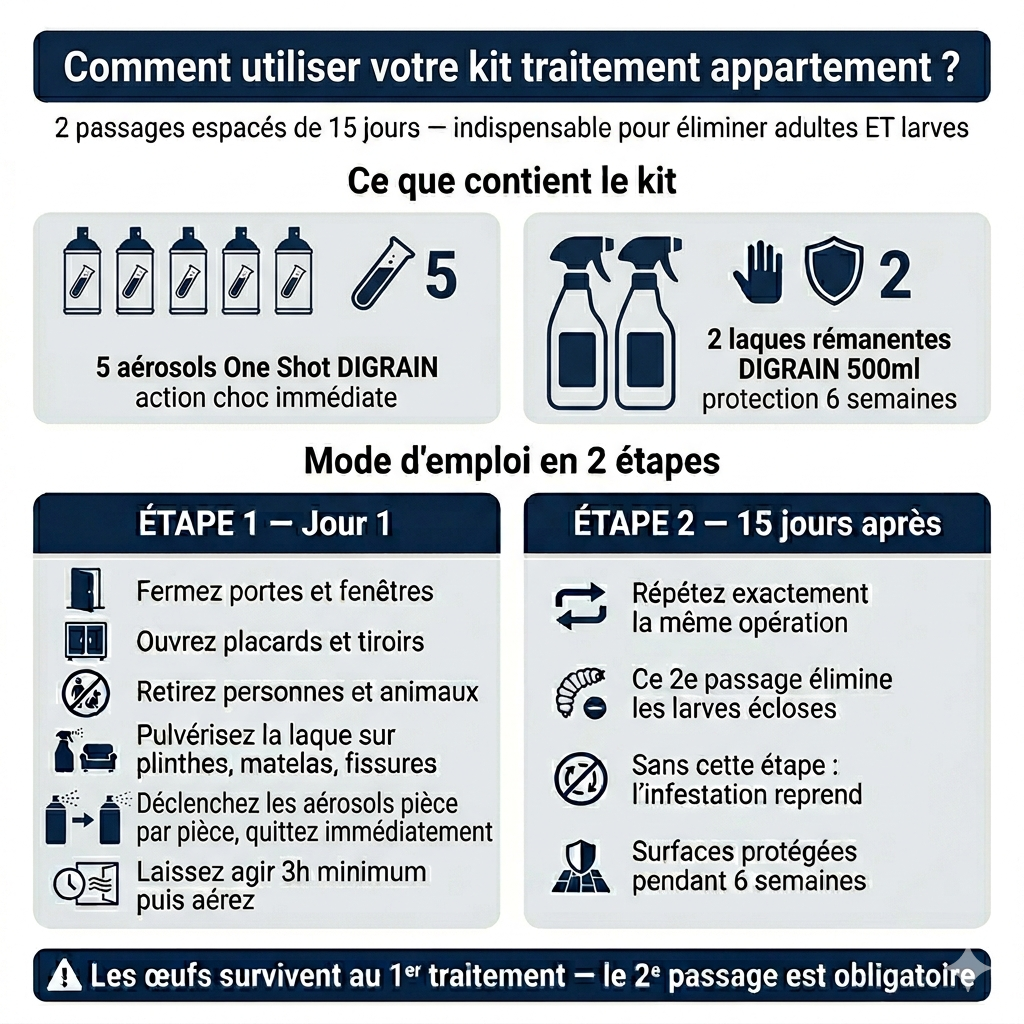 Kit insecticide anti-punaises de lit – Traitement appartement en 2 étapes