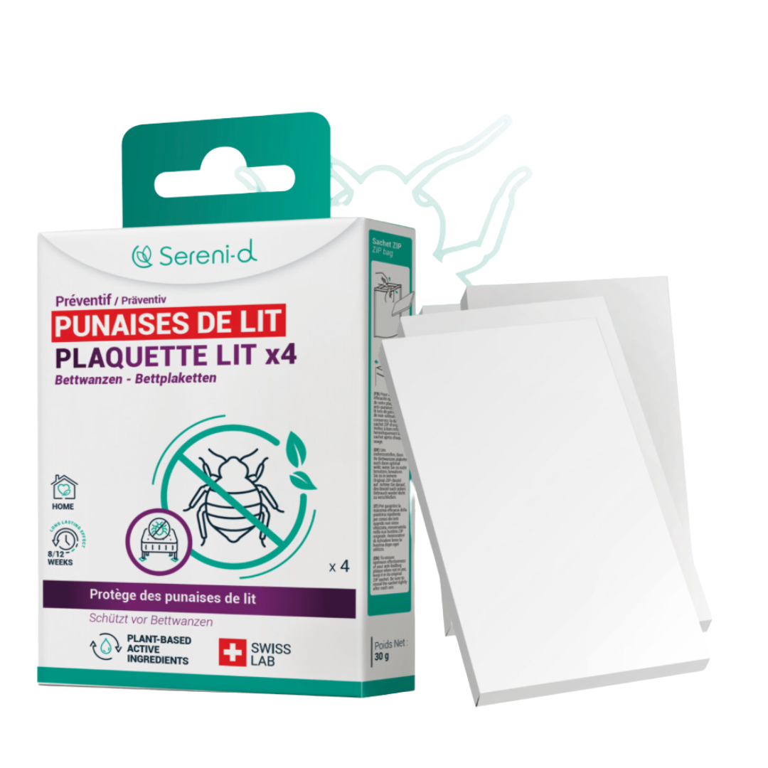 Plaquettes lit répulsives anti-punaise de lit - Lot de 4