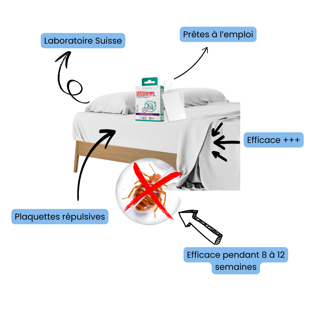 Plaquettes lit répulsives anti-punaise de lit - Lot de 4