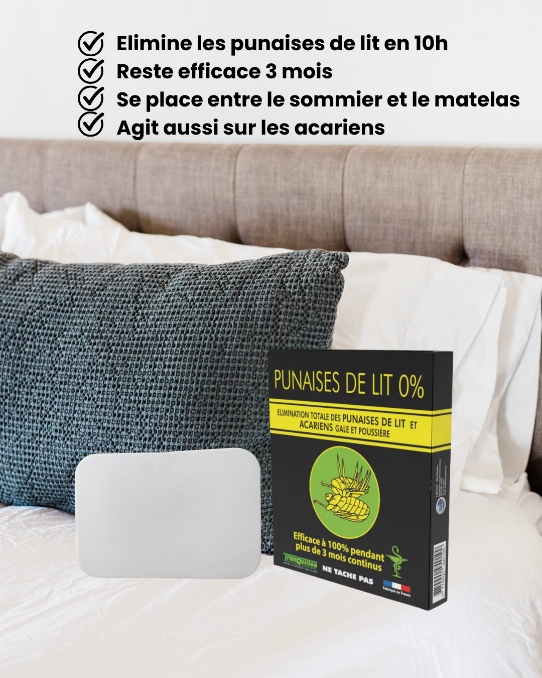 Plaquette insecticide lit – 100% élimination punaises de lit en 10h