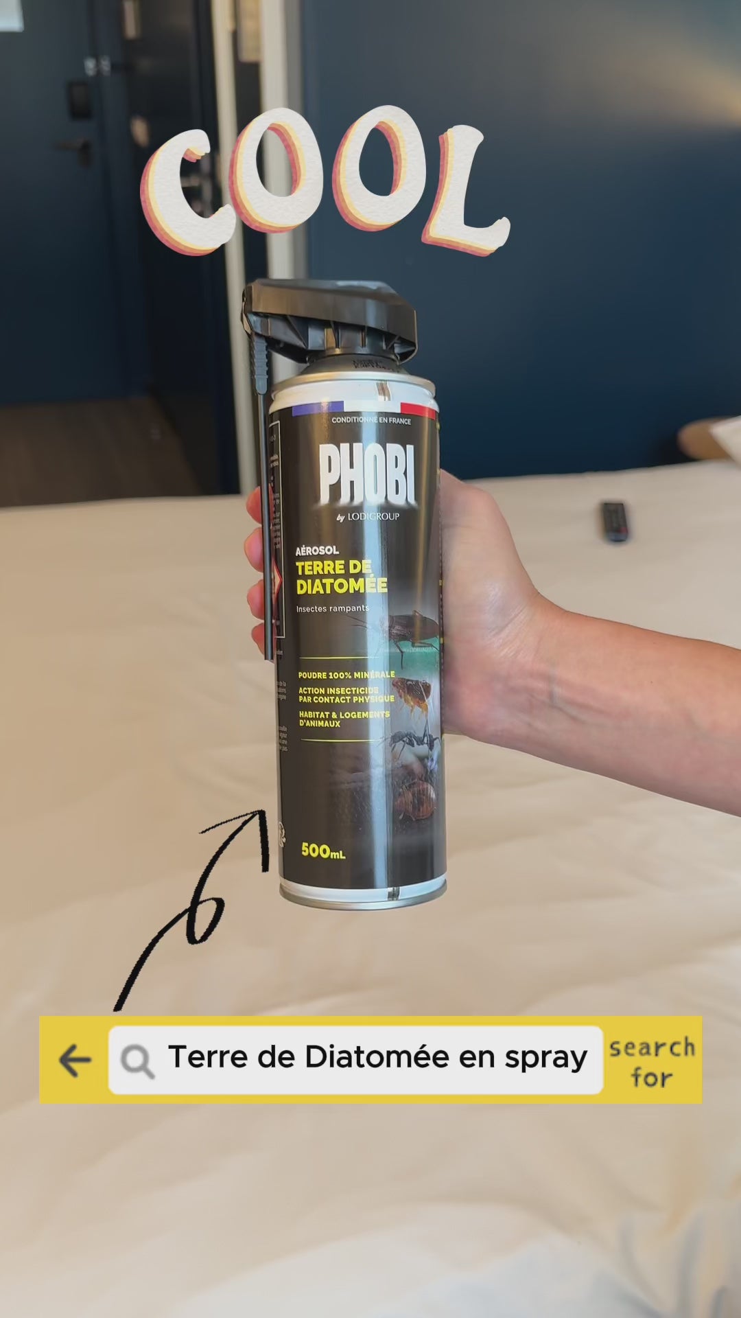 Vidéo qui montre l'utilisation de la terre de diatomée en spray. Application et nettoyage.
