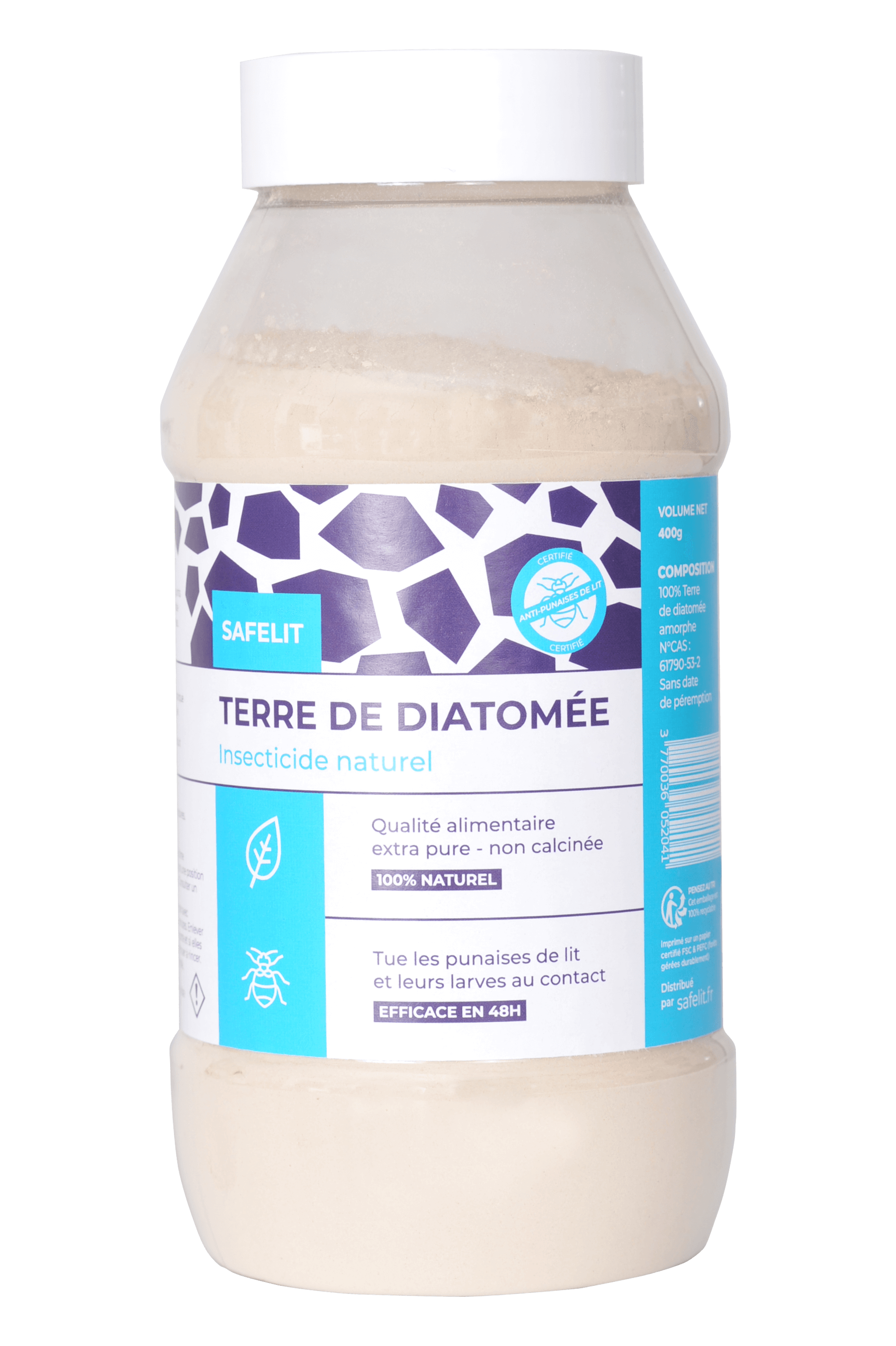 Terre de Diatomée contre les punaises de lit Safelit 400 grammes