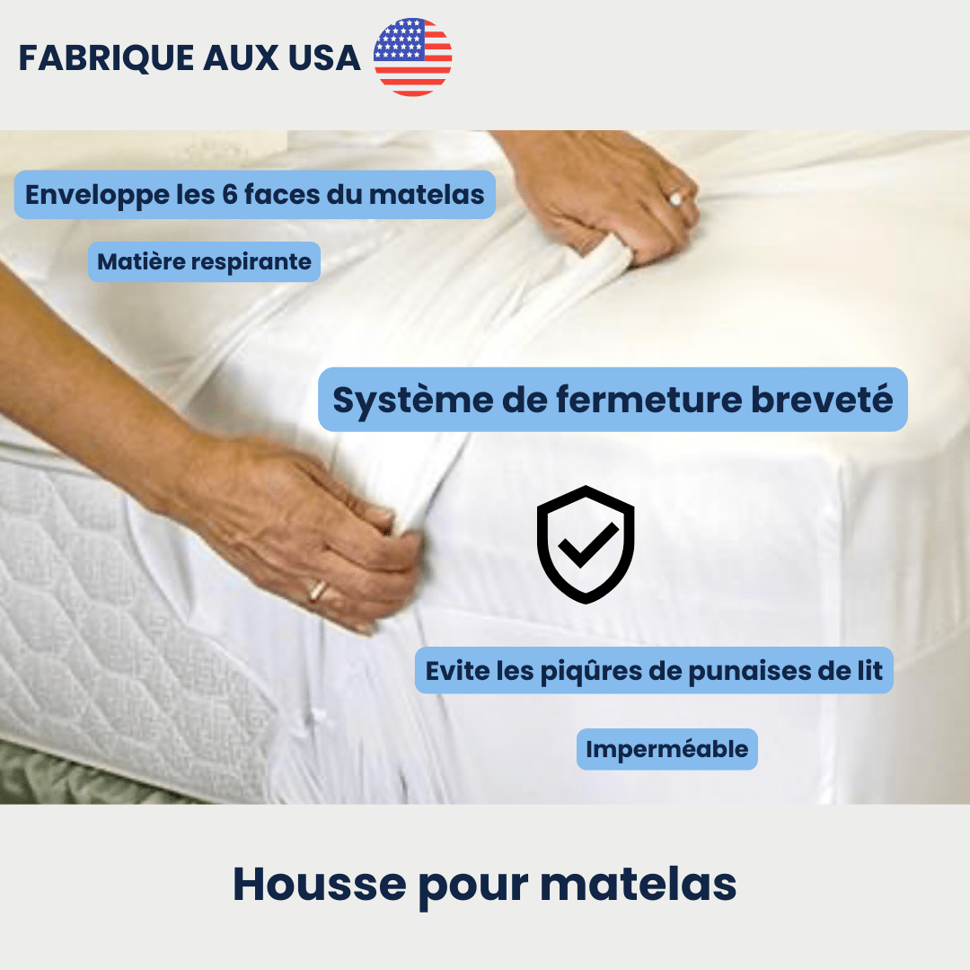 Housse matelas anti punaises de lit 🇺🇸 Safelit 