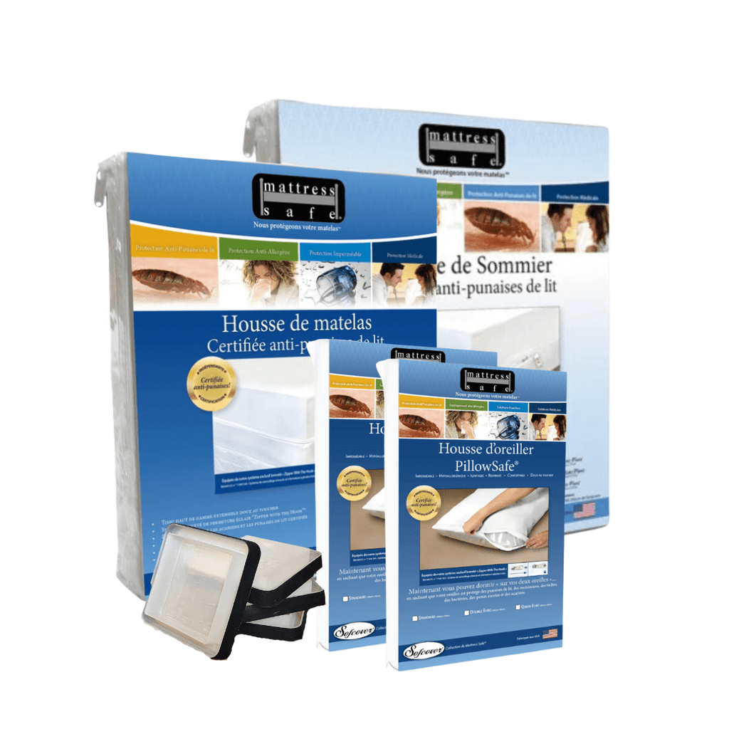 Pack complet pour protéger sa literie des punaises de lit - Housse de matelas, sommier, oreiller