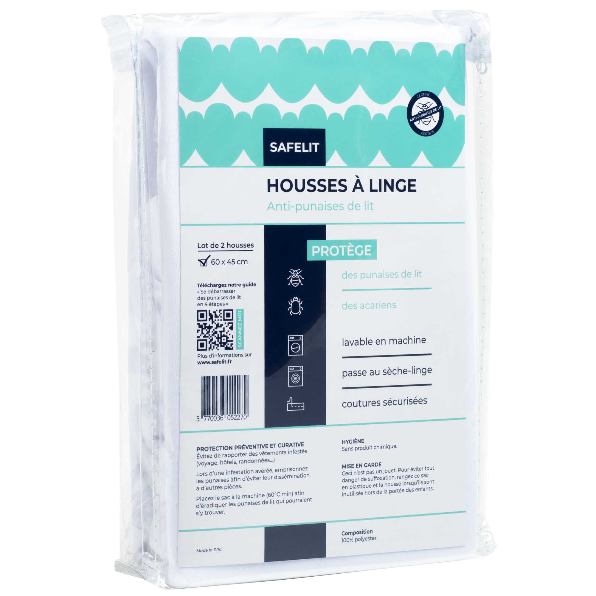 Housses à linge anti-punaise de lit SAFELIT - Lot de 2