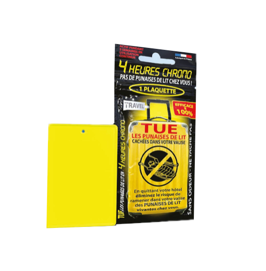 Plaquettes insecticides anti punaise de lit pour valises - 4 heures chrono