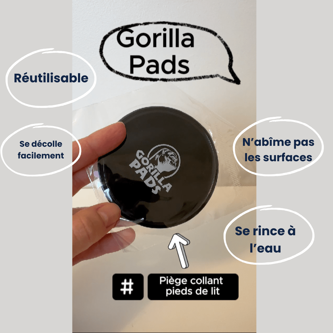 Gorilla Pads - lot de 4 pièges collants pour pieds de lit Safelit 