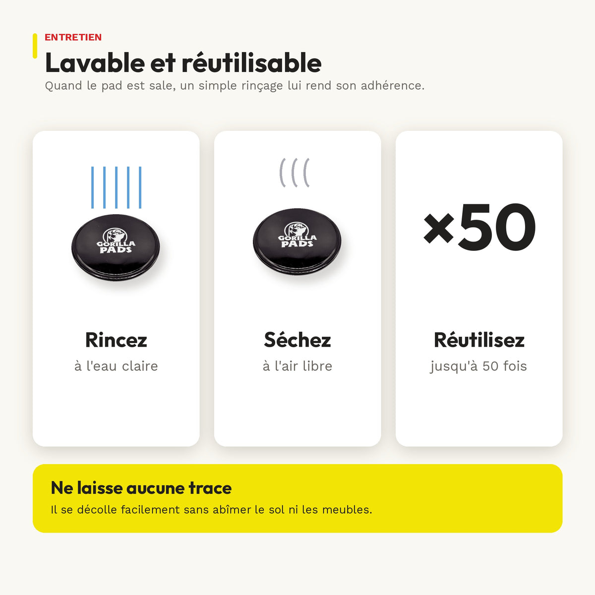 Gorilla Pads - lot de 4 pièges collants pour pieds de lit