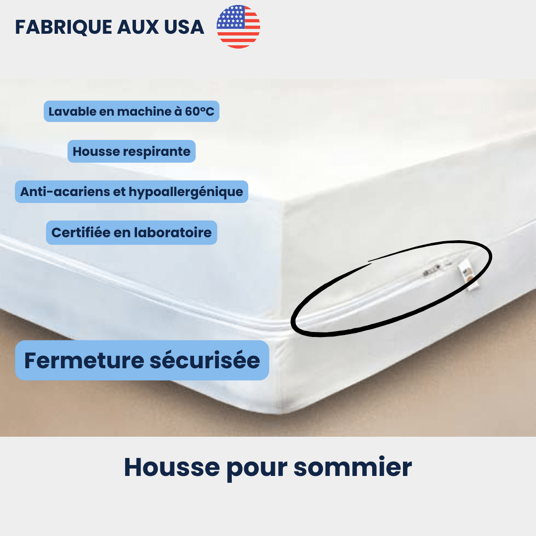 Pack complet protection lit Safelit anti-punaise de lit : housse matelas, sommier et oreiller