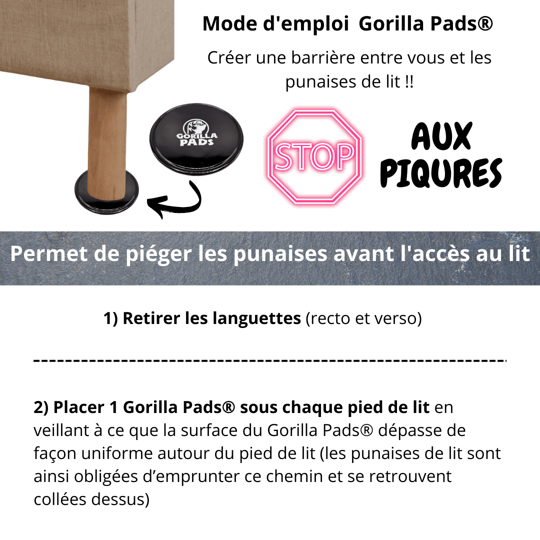 Gorilla Pads - lot de 4 pièges collants anti-punaises de lit Safelit 