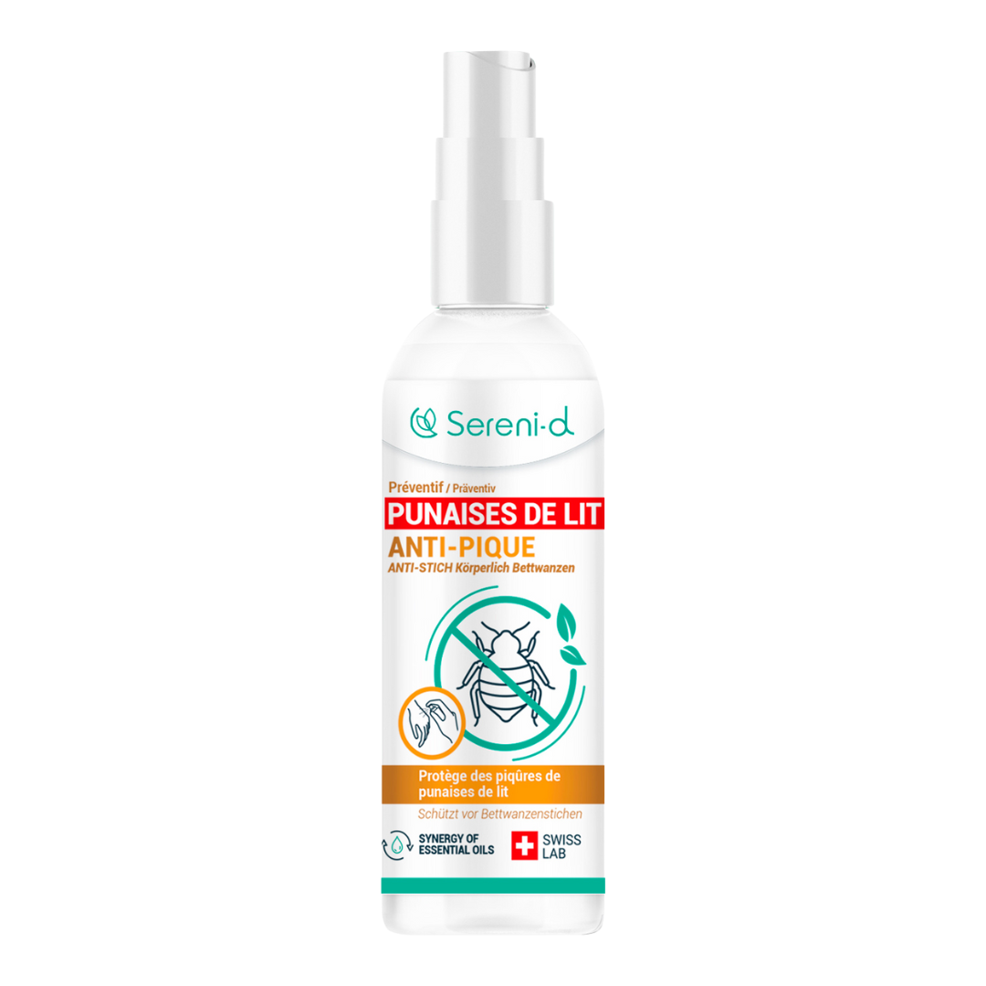 spray naturel anti-piqûres de punaises de lit, traitement préventif SERENI-D